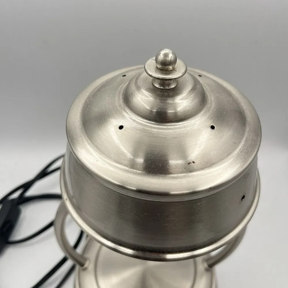 Hurricane Candle Warmers Etc Lantern Brushed Nickel 11” Tall (missing Handle)